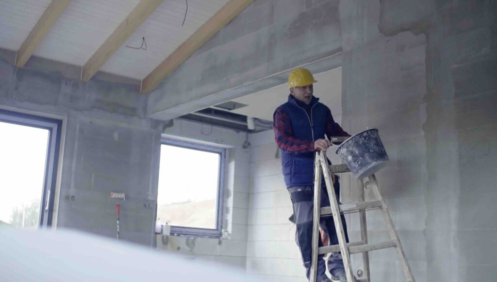 Working at height with ladders in construction